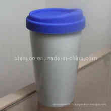 Tasse en porcelaine double mur avec couvercle en silicone (10CD10001)